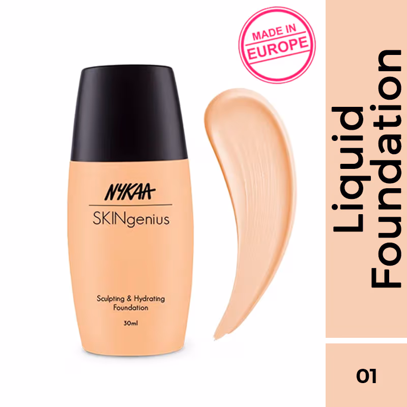 Nykaa SKINgenius Sculpting & Hydrating Dewy Foundation For Dry Skin - Pure Ivory- 01 (30ml)