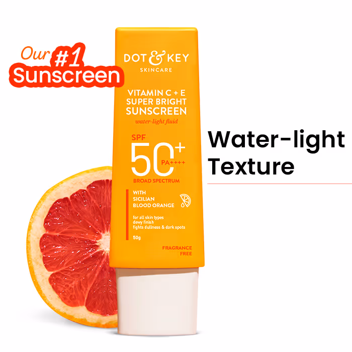 Dot & Key Vitamin C + E Face Sunscreen SPF 50 PA+++ For Glowing Skin, 100% No White Cast (50g)