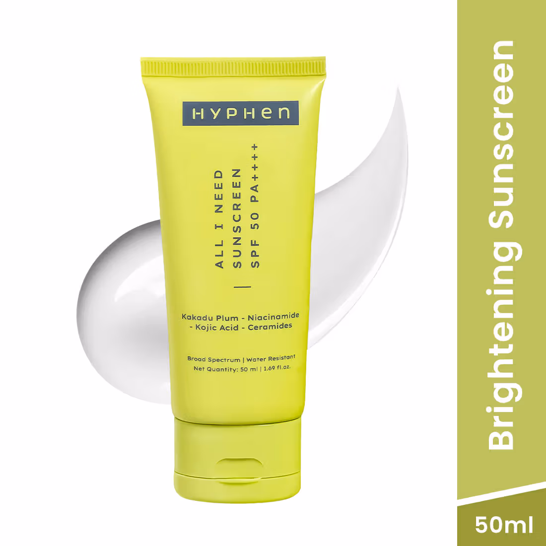 Hyphen All I Need Sunscreen SPF 50 PA ++++ with Ceramide, Lightweight, Moisturizing & No White Cast (50ml)